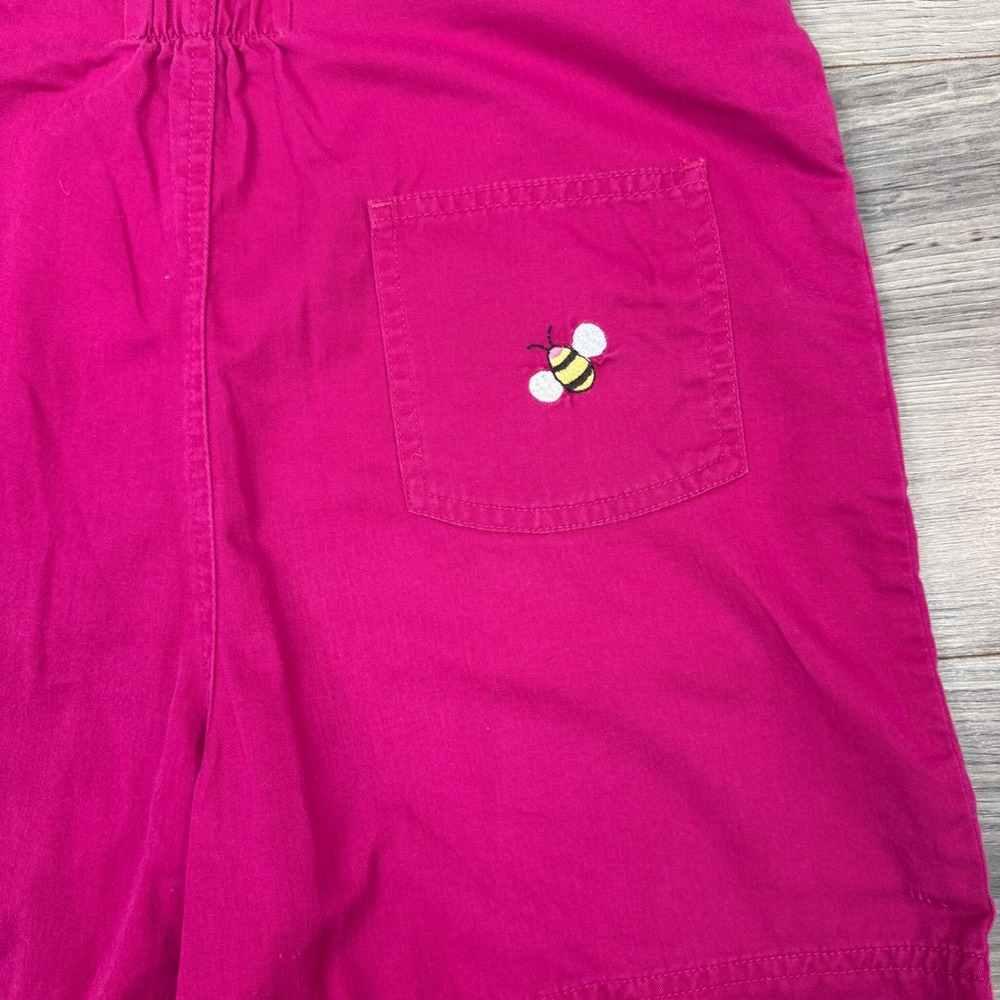 Vintage Talbots Kids Magenta Floral Bee Embroidered Cotton Overalls Romper 8 - Picture 8 of 9